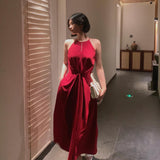Elegant Lady White Strapless Dress Women Vestidos French Style Vintage Solid Halter Strap Dress Femme Robe