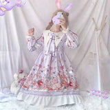 Kukombo Hstar Cute Women's Lolita OP Dress Flouncing Trim Japanese Harajuku Long Sleeves Victorian Dress Vestidos Gothic Lolita Cosplay