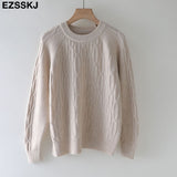 Christmas Gift Autumn Winter casual o-neck WOOL thick Sweater pullovers Women 2021 loose elegant Sweater Pullover female long Sleeve