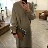 Christmas Gift New Vintage Warm Autumn Sweater Women Dress Winter Long Sweater Knitted Dresses loose Maxi Oversize Lady Dresses Robe Vestidos