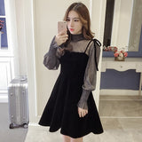 Graduation Gift Big Sale  Spring New Elegant Two Piece Dress for Women Women Winter Korean A-Line O-Neck Tops and Black Sundress Streetwear Dress Vestidos