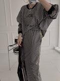 Kukombo Autumn Women Tracksuit Hoodies 2 Piece Sets Chic Pullover Loose Casual Sweatershirt & High Waist Split Skirt Suit Sets