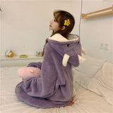 Christmas Gift Pajamas cute cartoon dinosaur coral velvet pajama autumn and winter thickened and padded long fashion home wear two sets nightgo