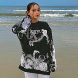 Thanksgiving Gift Dourbesty Gothic Style Sweatshirts Women Y2k E Girl Graphic Oversized Long Sleeve Pullover 90S Hip Hop Tunic Tops Streetwear