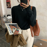 Christmas Gift Turtleneck Knitted Sweater Woman Korean Long-sleeved Loose Solid Sweater Women Simple Slim Base Pullover Women's Sweater 2021