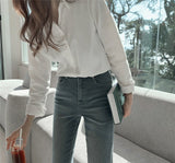 Kukombo New 2022 Women Autumn Winter Blouse Shirts Casual Oversized Elegant Solid Fashionable Office Lady Wild Tops BL3277