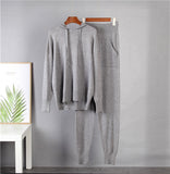 Christmas Gift Hirsionsan Cashmere Casual Two Piece Knitted Carrot Pants & Hooded Sweater Women Autumn Winter Sets Female Tracksuits Harem Pant