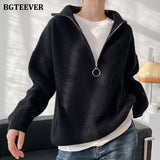 Christmas Gift BGTEEVER Autumn Winter Zipper Turtleneck Sweaters Women Casual Thick Long Pullover Jumpers Female Loose Knitting Tops 2021