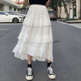 Christmas Gift 2021 New Fashion Temperament Fairy Skirt Gentle Delicate Comfort Cake Skirt Female Solid Vintage Chiffon Skirt Jupe Femme 15632