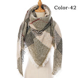 Christmas Gift 2021 New Winter Knitted Scarf Cashmere Pashmina Women Warm Neck Scarves Shawls Plaid Wraps Triangle Stoles Lady Bandana