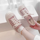Kukombo Women's Sneakers Sports Shoes White Spring Autumn Flat Tennis Casual Basket Platform Running Vulcanize Lolita Kawaii