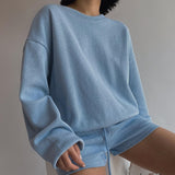 Kukombo Women High Quality Hoodies Tracksuits 2 Piece Set Autumn Sweatshirt + Sporting Shorts Outfit Solid Pants Suit