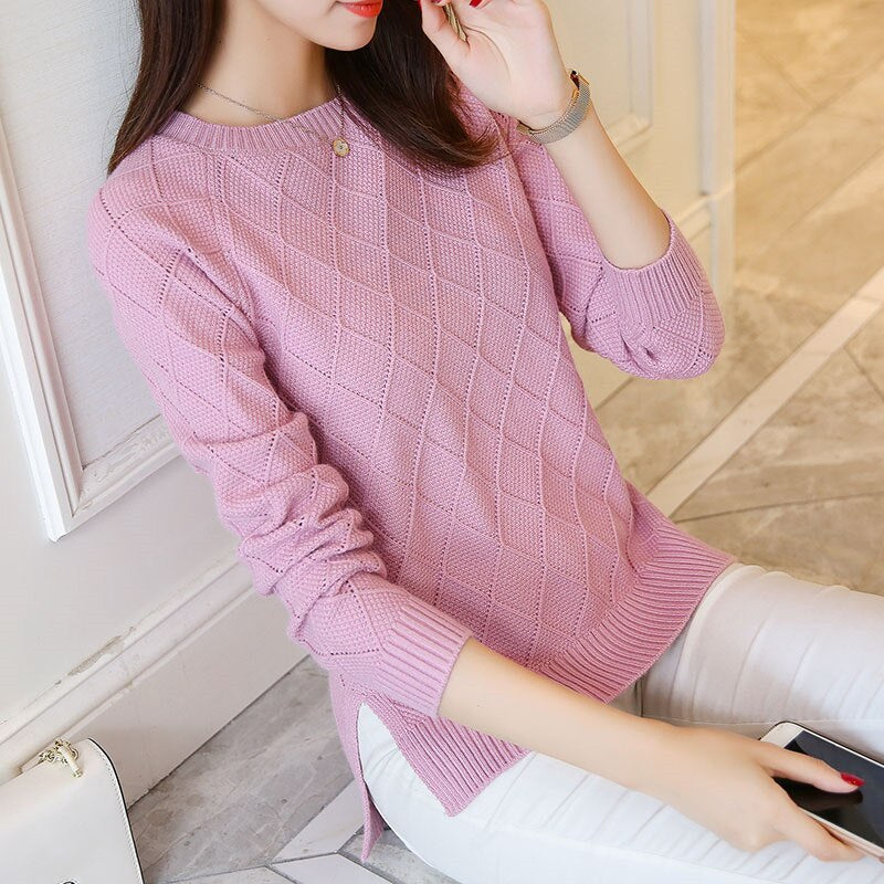 Christmas Gift Sweater female Pullovers autumn of 2021 new sweater women's long sleeved Pullover female loose knit short shirt coat blouse