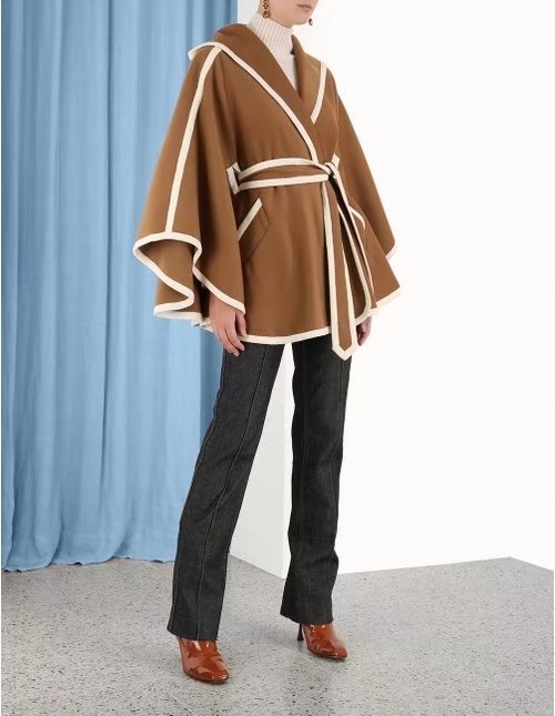 Kukombo Luxury Designer Brand Clothing Women's Autumn Cape Shawl Coat Winter Female  Blends Hoodie Jacket Vintage Overcoat