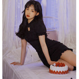 Kukombo  Black Vintage Dress Women French Bodycon Designer Elegant Mini Dress Female Korean Gothic Beach Party Sexy Dress Summer 2022