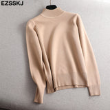 Christmas Gift Pure color basic sweater thick Sweater Women Pullover Casual Half Turtleneck Long Sleeve Knit Sweater Female Jumpers