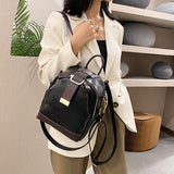 Kukombo New Fashion Women Leather Backpack Small PU School Bag Backpacks for Teenage Girls Vintage Double Shoulder Bags Mochila Feminina