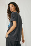 Kukombo Spring Summer Women Tee Sun Moon Casual Oversized Loose Short Sleeve Tshirt Streetwear Top Ladies