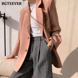 Christmas Gift BGTEEVER 2021 Spring Autumn Solid Jacket Women Suits Single-breasted Pink Blazer Office Ladies Formal Blazer Female Outwear