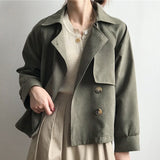 Christmas Gift New 2021 Autumn Winter Women's Cargo Windbreaker Casual Vintage Pockets Outerwear Oversize Short Trench Tops JK7962