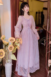 Kukombo Fairy Dress Women Spring New French Retro Palace Wind Net Yarn Long Skirt Temperament Super Fairy Forest Long Sleeve Dress K145