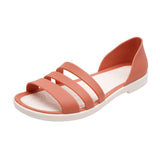 Kukombo Women Summer Flat Jelly Sandals 2022 Open-Toed Slip On Slides Slippers Candy Color Casual Beach Outdoot Female Yellow Shoes