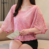 Kukombo 2022 Summer New Chiffon Blouse Cotton Edge Lace Blouses Shirt Fashion Women Blouses Butterfly Flora Women Shirts Tops 4073 50