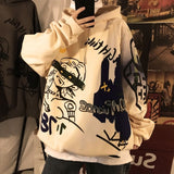Kukombo Gothic Harajuku Graffiti Oversized Hoodies Women Streetwear Sweatshirt Female Mall Goth Tops Vintage Kpop Grunge