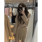 Kukombo Preppy Style 2 Piece Dress Set Women Casual Korean Fashion Kawaii Clothes Crop Tops Blazers + Mini Skirts Fashion Suits Lady