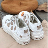 Kukombo Kawaii Shoes Women Sneakers White Platform Sports Flats Tennis Girly Cute Causal Loli Female Trainer Print 2022