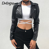 Christmas Gift Street Motorcycle Faux Leather Jacket Women Zipper Cropped Jacket Coat Outerwear Autumn Basic Jackets Ladies Cardigan