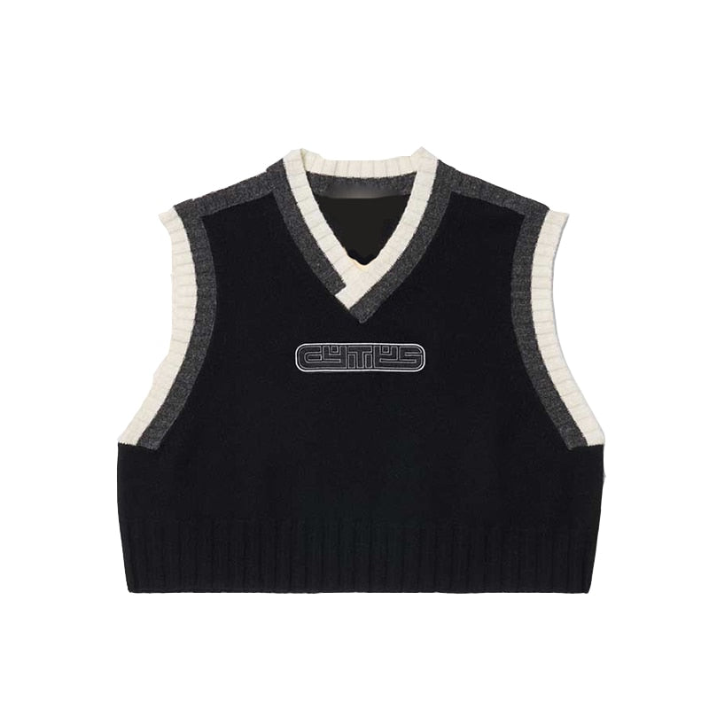 Christmas Gift 90s Vintage Girls Y2k Sleeveless Sweater Vest Top Women 2021 Autumn Knitted Bella Hadid Waistcoat Chic Cool Street Fashion Vests