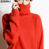 Christmas Gift 2021 Women's Sweater Autumn Winter Warm Turtlenecks Casual Loose Oversized Lady Sweaters Knitted Pullover Top Pull Femme