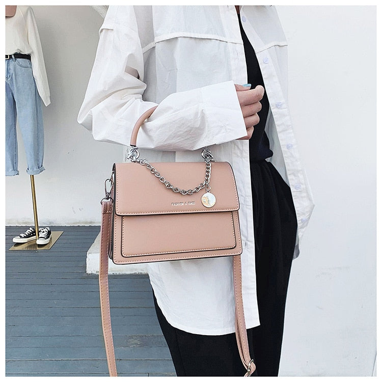 Kukombo Lady's Small Square Bags for Women New Chain Pu Leather Handbag Female Travel Shoulder Crossbody Bag Trendy Casual Tote
