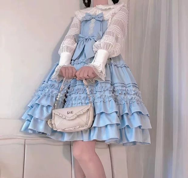 Kukombo Hstar Sweet Kawaii Lolita Shirt Berlin Girl Cute Vintage Jsk Bow Lace Princess Tea Party Dress