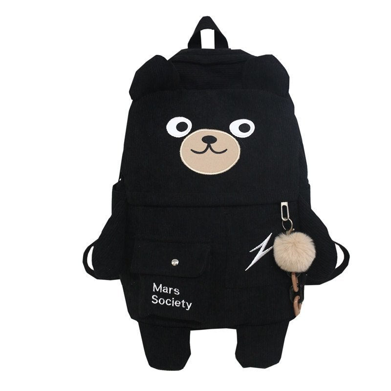 Graduation Gift Big Sale Kawaii Corduroy Bear Backpacks for Cute Women Multi-pockets School Bags Large Capacity Backpack Teenage Girls School Bag Female k59