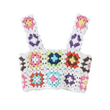 Kukombo Elegant Multi Color Handmade Crochet Tank Tops Women Summer Casual Square Neck Flower Camis High Fashion Cropped Top