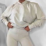 Christmas Gift Long Sleeve Suit Sets Women Sweatshirt Hoodie And Biker Shorts 2 Piece Set Fashion Solid Autumn Co Ord Sweat Suits