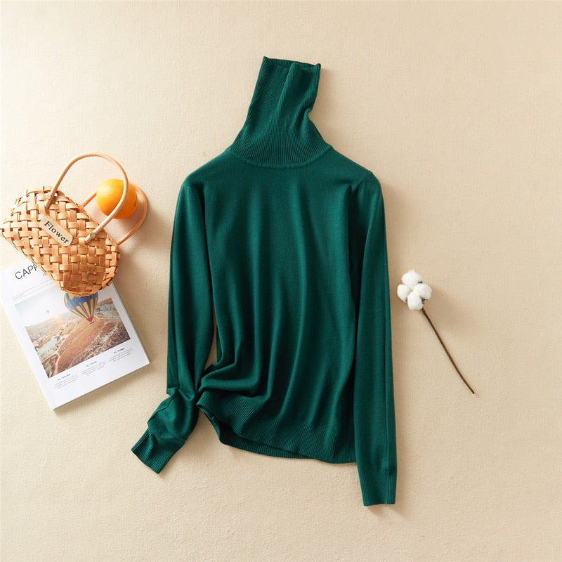 Christmas Gift Marwin New-Coming Autumn Winter Tops Solid Turn-Down Collar Pullovers Female Thick Turtleneck Knitted High Street  Women Sweater