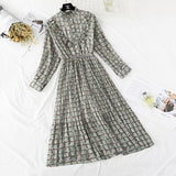 Christmas Gift 2021 Spring and Autumn New Style Floral-Print Chiffon Dress Women's French Vintage Base Dress Fairy Immortal Dress