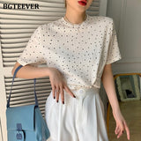 Christmas Gift BGTEEVER Summer Stylish Polka Dots Women T-shirts 2021 Elegant O-neck Short Sleeve Loose Female Pullovers Tees