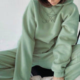 Kukombo Women's Tracksuit Print Fleece Sportwear Suit Long Sleeve Oversize Female Hoodie Suits 2022 Sprig Casual Tracksuits Pants Set
