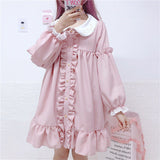 Kukombo Hstar Cute Women's Lolita OP Dress Flouncing Trim Japanese Harajuku Long Sleeves Victorian Dress Vestidos Gothic Lolita Cosplay