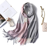 Christmas Gift 2021 warm winter scarf for lady fashion plaid cashmere scarves women shawls and wraps thick high quality pashmina neck bandana