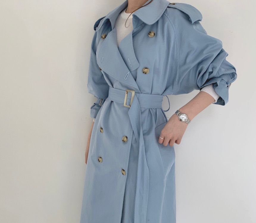 Christmas Gift British Double Breasted Oversized Long Trench Coat Women Fashion Windbreaker Female Turn-down Collar Long Overcoat Vintage Cloth