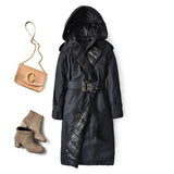 Christmas Gift British Down Trench Coat Winter White Duck Down Jacket Women Hooded Long Thick Warm Jackets Puffer Feather Female Parka Mujer
