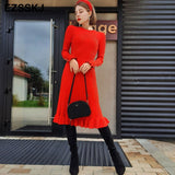 Christmas Gift 2021 autumn winter thick Mermaid sweater dress elegant knit Trumpet dress women slim midi dress Female chic knit elegant dress