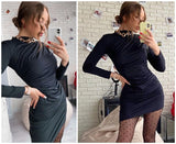 Kukombo New 2022 Women's Summer Autumn Dresses High Waist Elasticity Ruched Korean Style Vintage Lady Wild Mini Dress DR20163