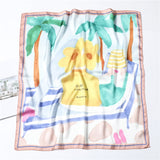 Kukombo New Silk Scarf Square for Women 70x70cm Small Neck Scarves Lady Shawl Fashion Print Hijab Brand Designer High Quality Scarfs