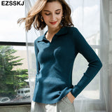 Christmas Gift Polo callor women's sweaters 2021 Thin Autumn Winte wool swearter slim female Women chic female loose women's jumper pull